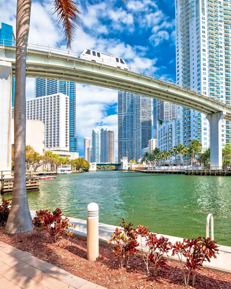 The Metromover seen in Downtown Miami, Florida