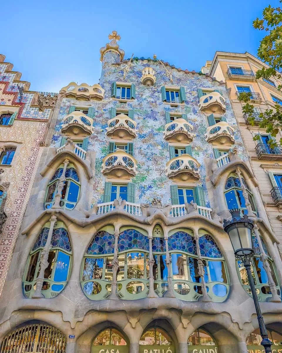 The outside of Casa Batllo seen on a sidecar tour in Barcelona, Spain