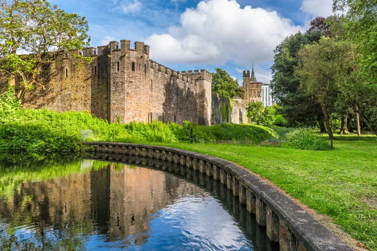 The view of Cardiff Castle in Cardiff Wales