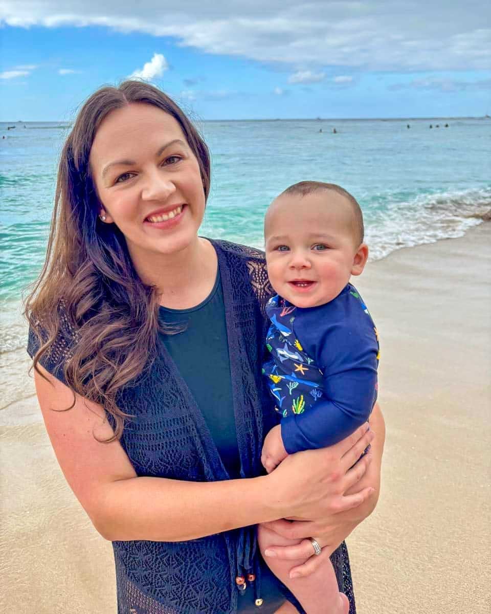 Trelle and her baby enjoying at a beach in Honolulu, Hawaii