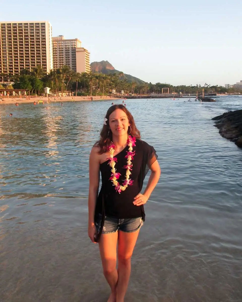 Trelle at a beach in Oahu, Hawaii