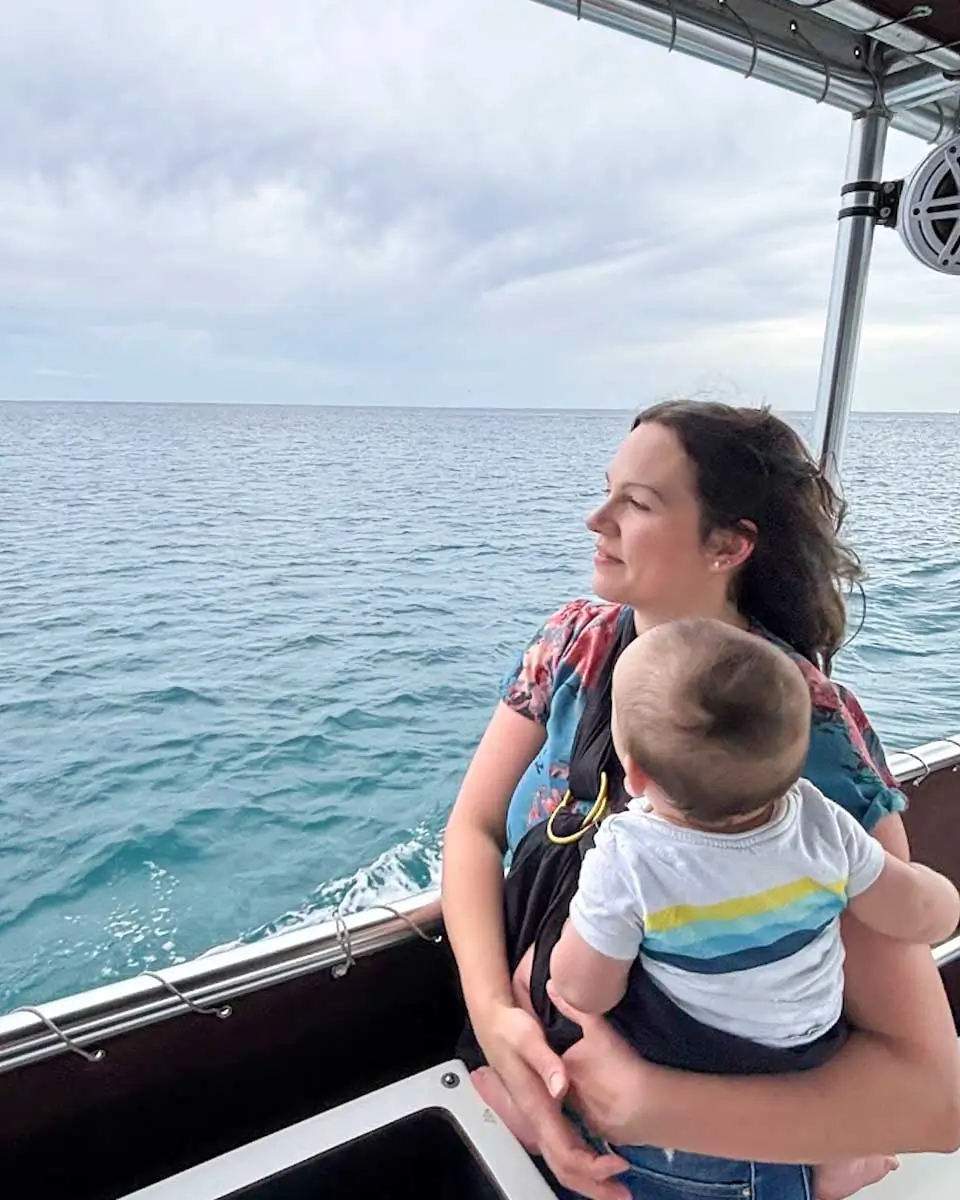 Trelle at a cruise with her baby in Hawaii