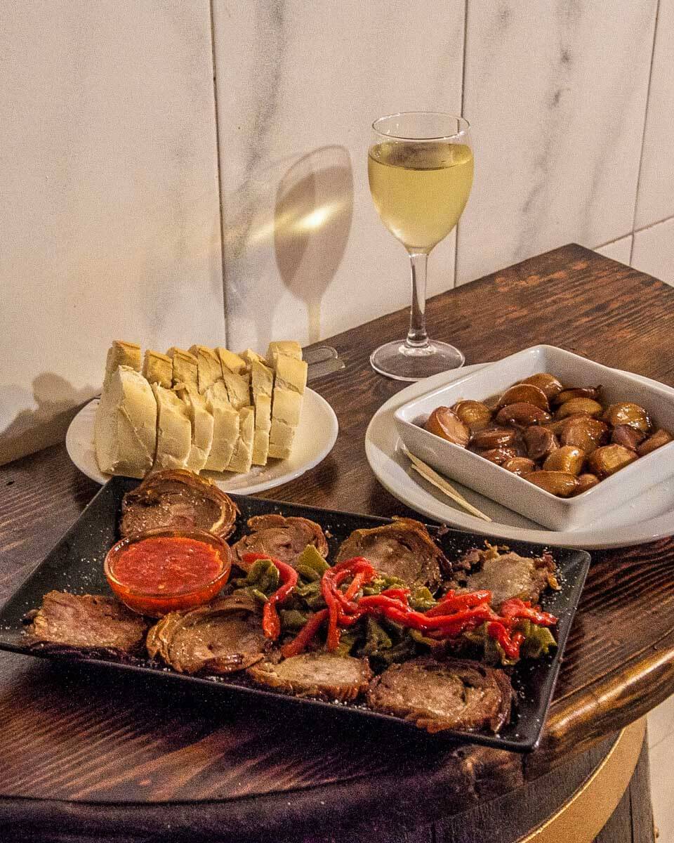 Wine-and-cheese-charcuterie-board-on-a-food-tour-in-the Azores Portugal