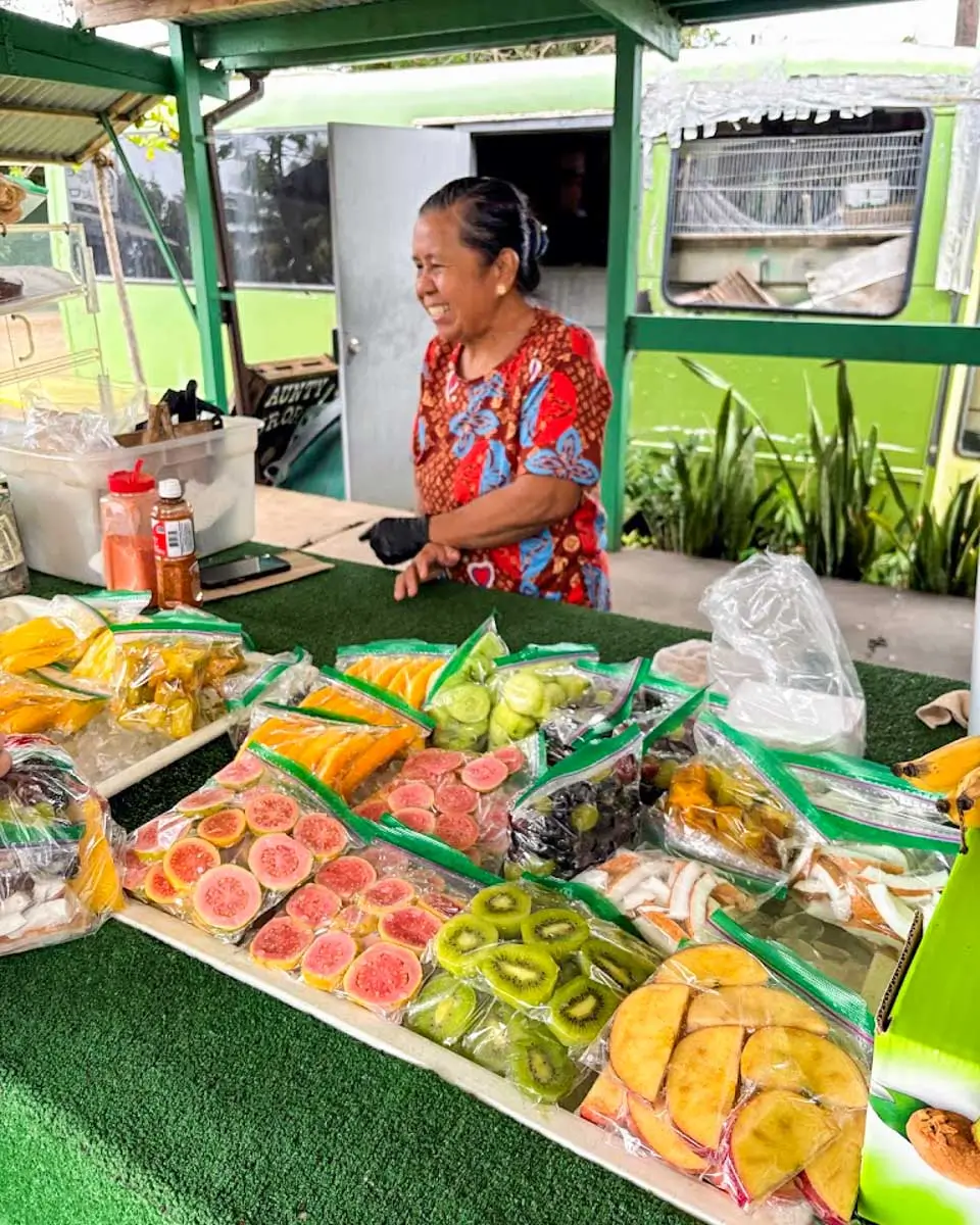 Woman selling fruits in Hawaii