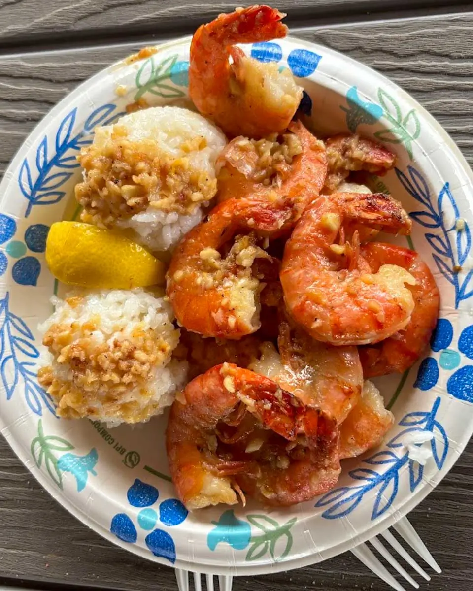 garlic shrimps eaten on a tour in Hawaii