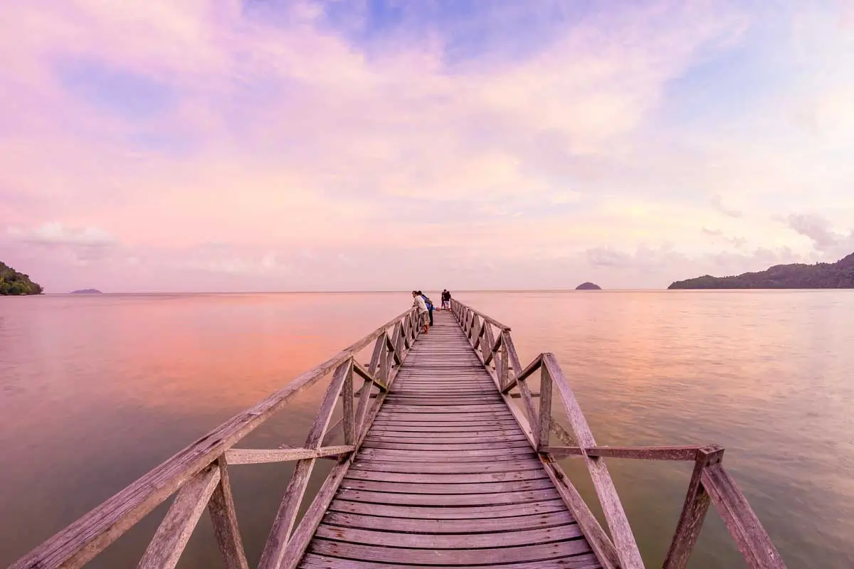 A dock at sunset in George Town, Penang, Malaysia