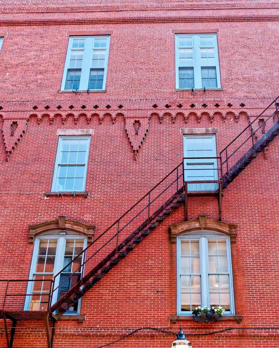 A red brick building in Old Port, Portland, Maine
