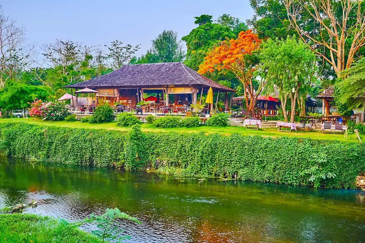 A restaurant by the river in Pai, Thailand