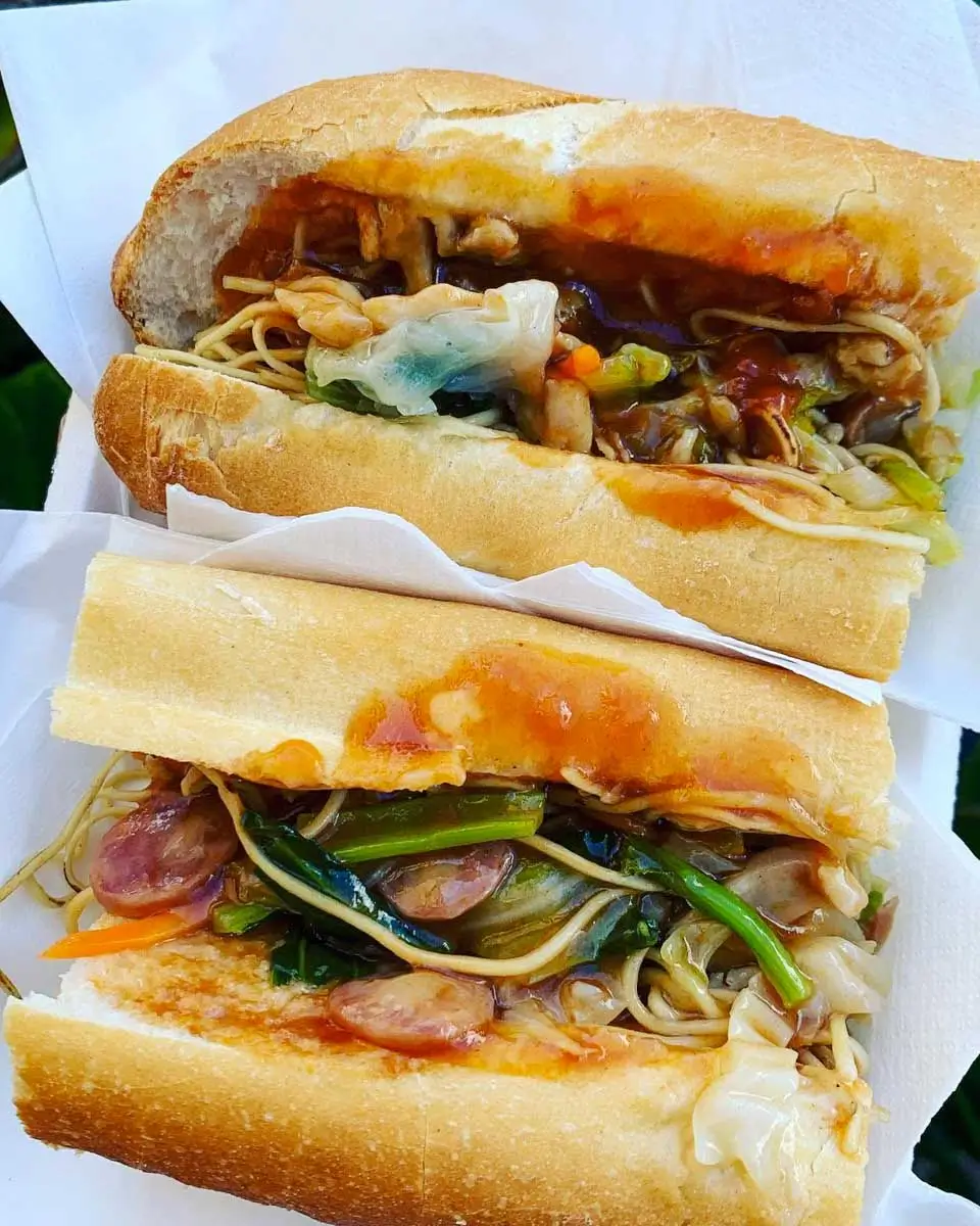 A sandwich eaten on a food tour in Moorea, French Polynesia