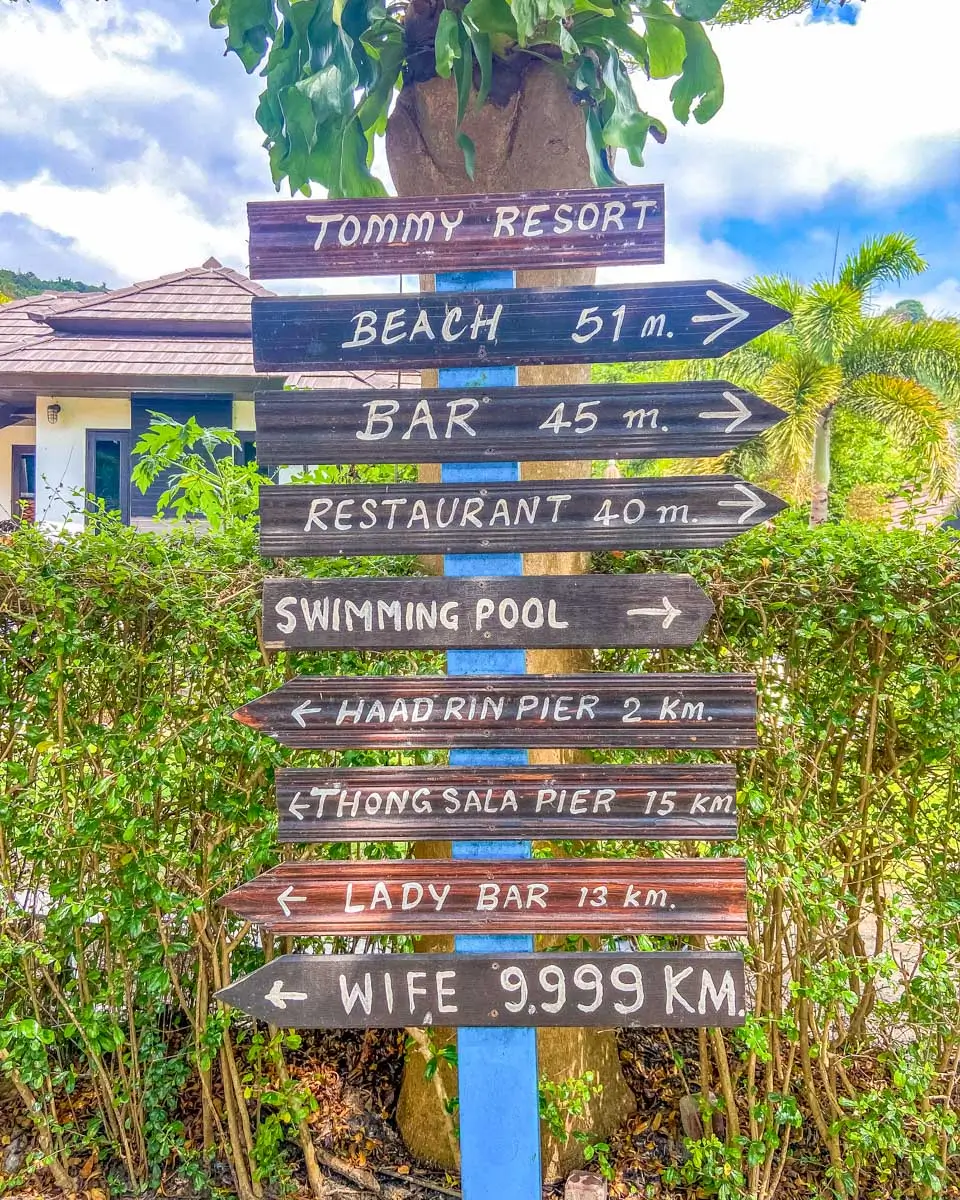 A sign at Haad Rin beach or Hat Rin in Ko Phangan, Thailand