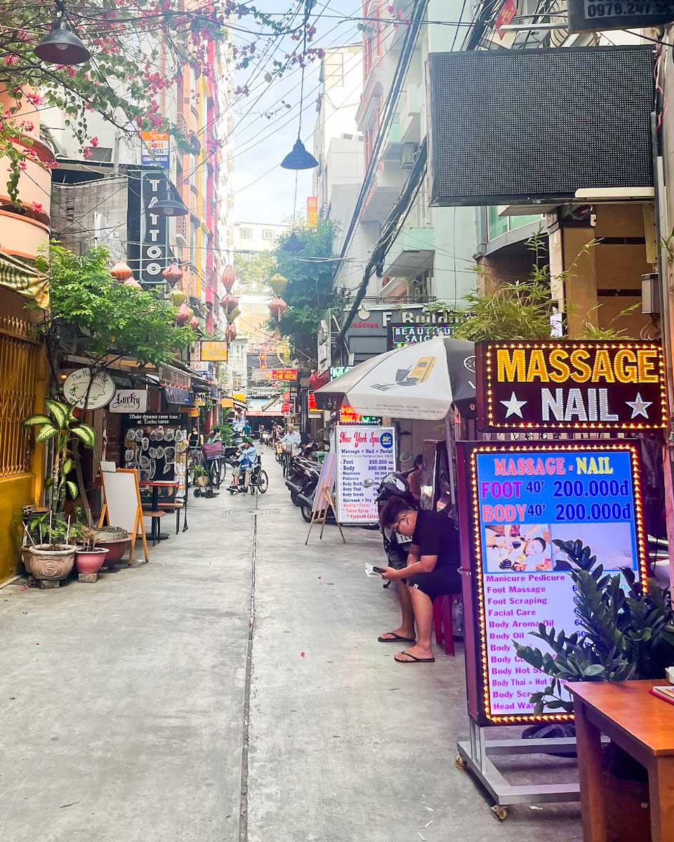 A street with a massage parlour in Nha Trang, Vietnam