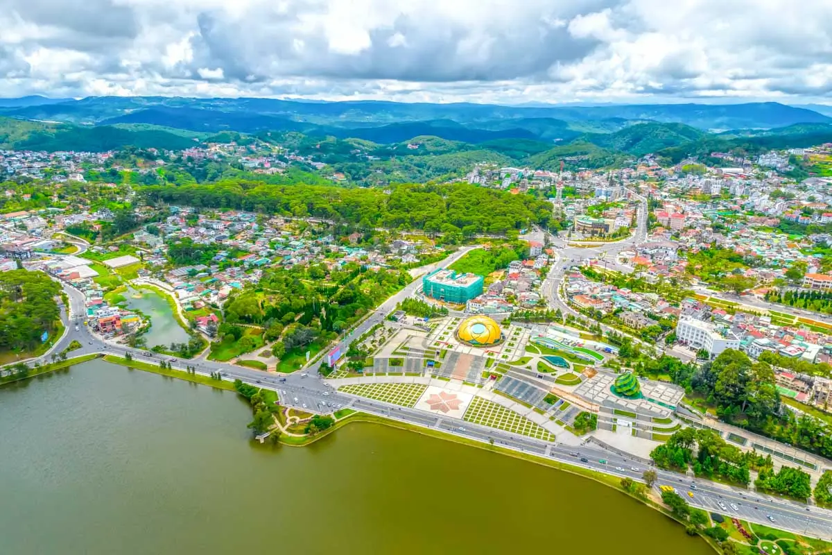 Aerial panorama view of Da Lat, Dalat, Vietnam