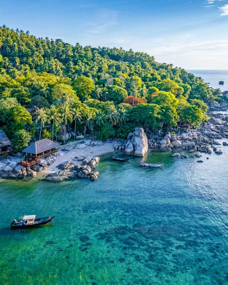 Aerial view of Mae Haad Beach and pier in koh Tao, Thailand (2)