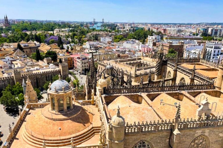Aerial view of Seville and the cathedral from the top of La Giralda