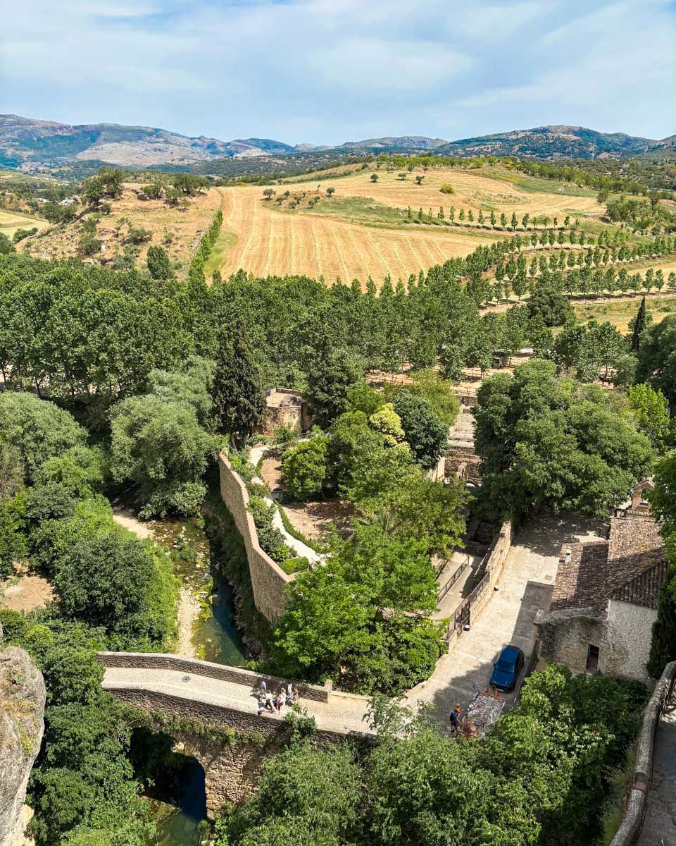 Aerial view over the countryside around Ronda, spain