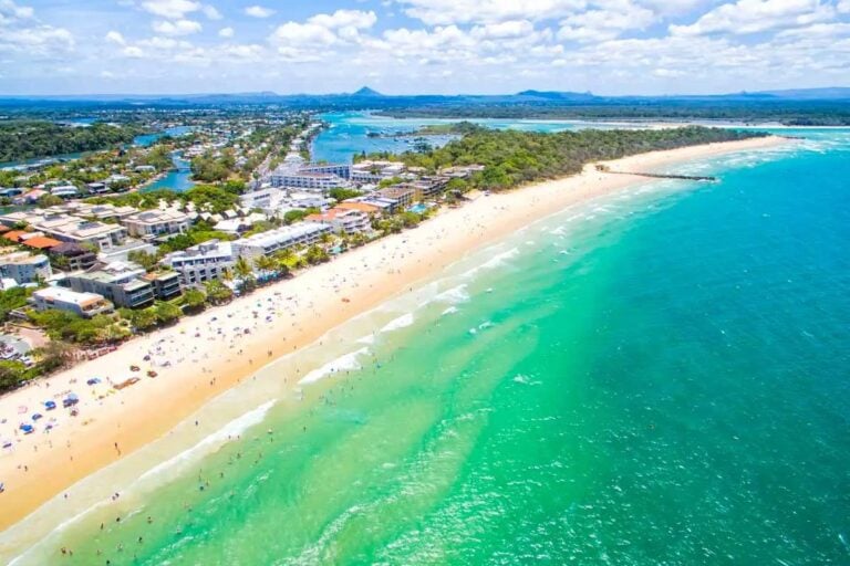 An aerial view of Noosa on Queensland's Sunshine Coast, Australia