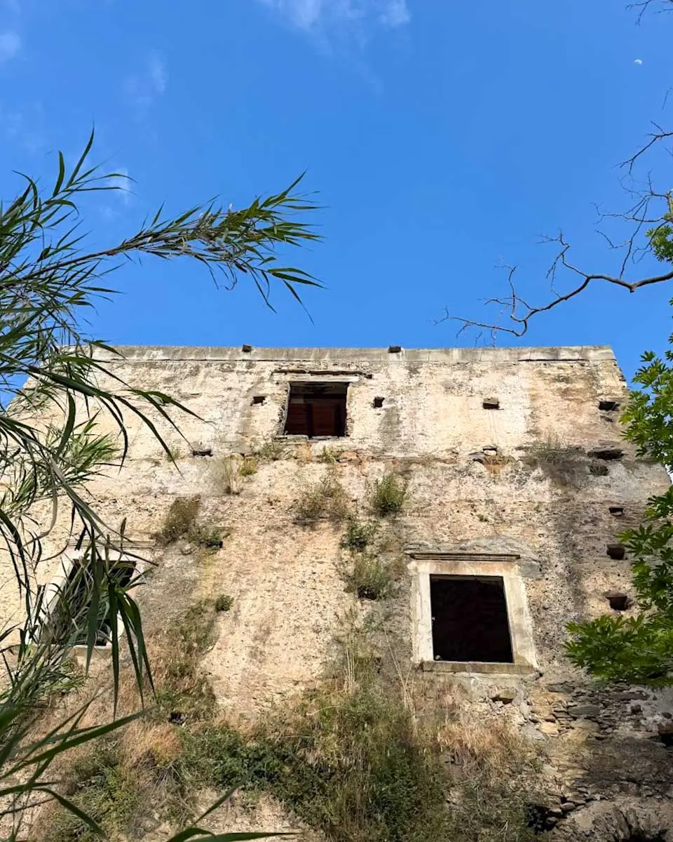 An old building seen while visiting town at cooking class in Naxos, Greece