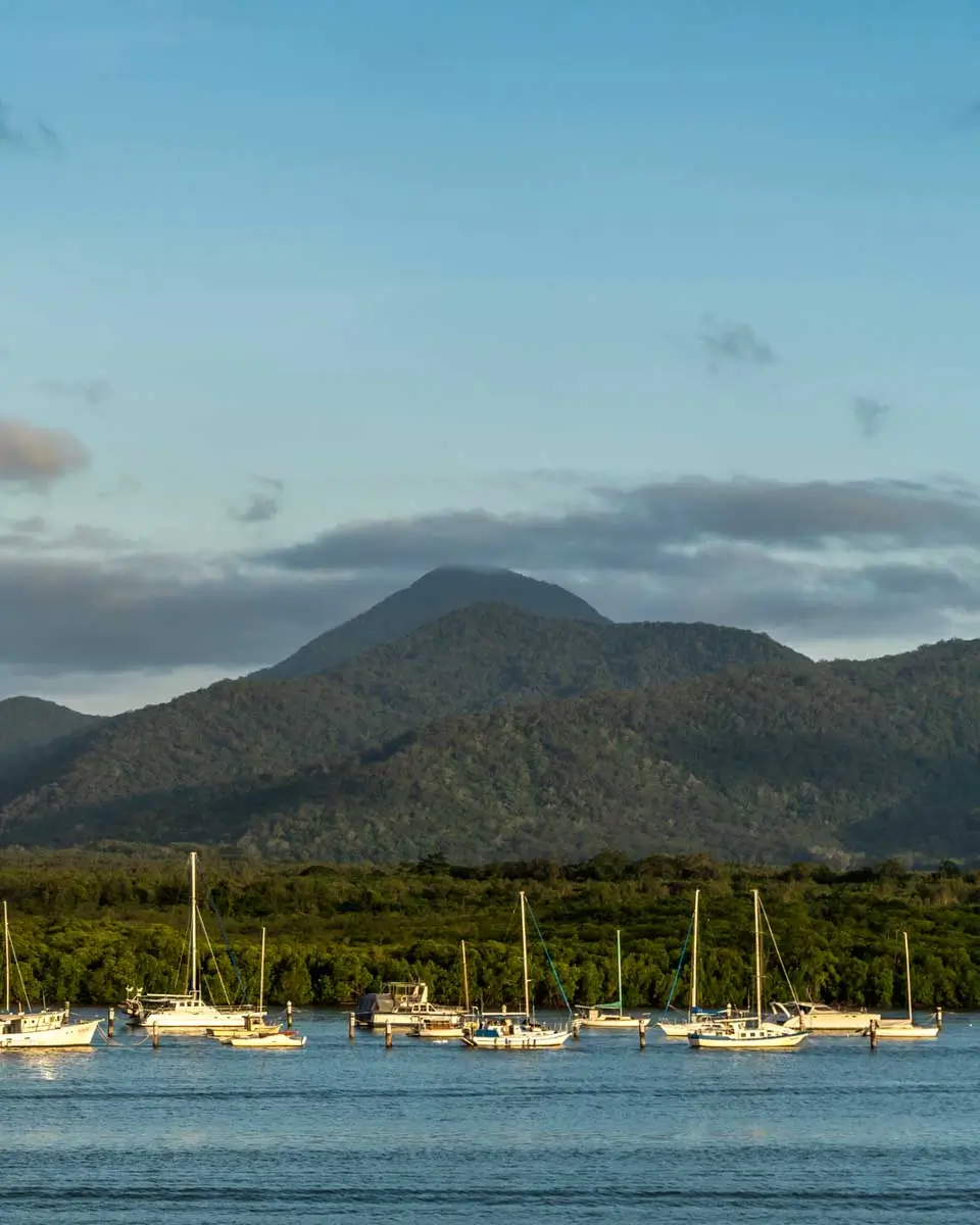Anchored sailing boats in Chinaman Creek, Cairns Australia