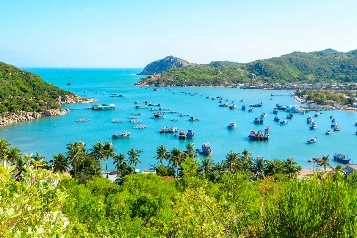 Beach and partial city view of Nha Trang, Vietnam