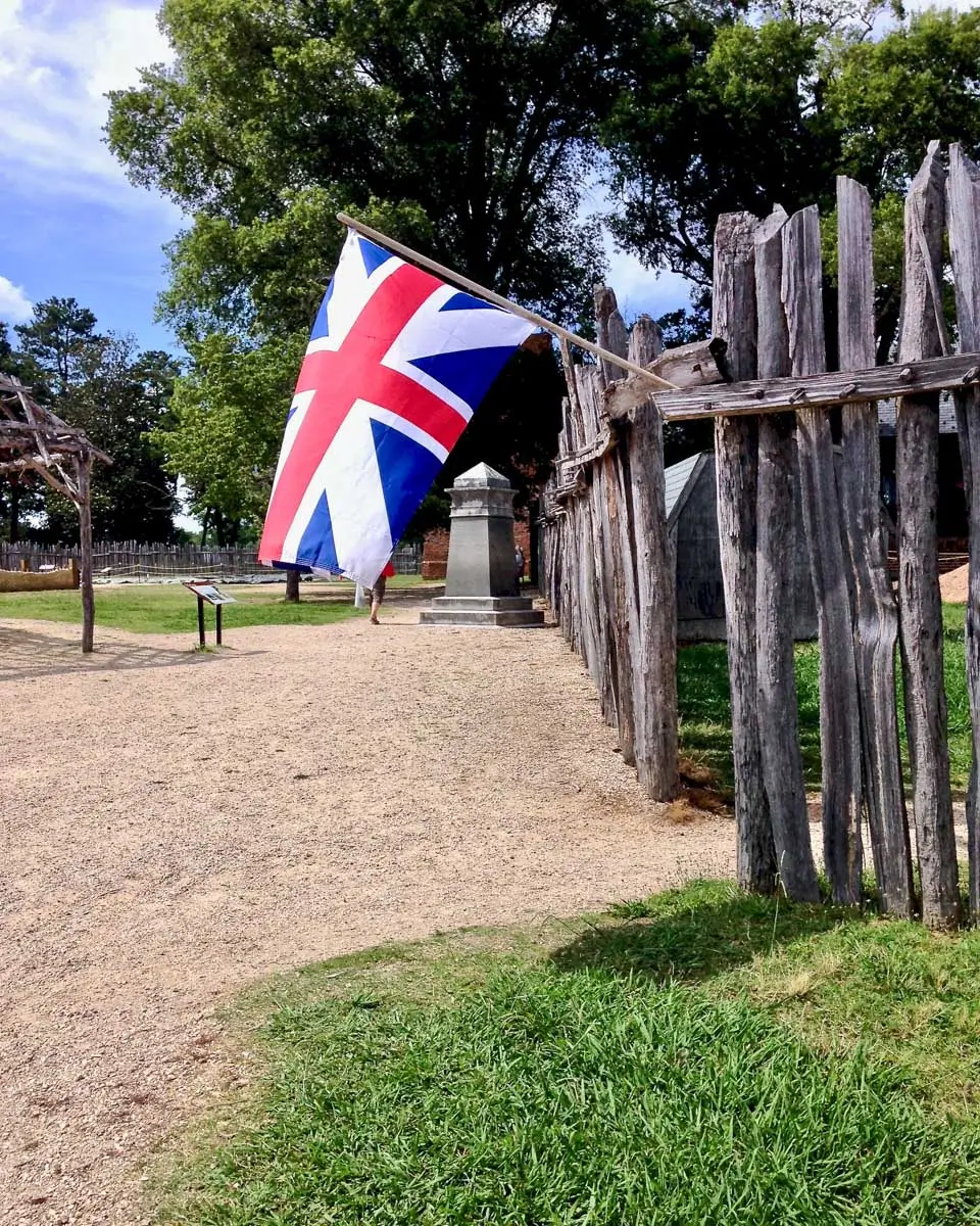 British flag in Jamestown, Virginia near Williamsburg