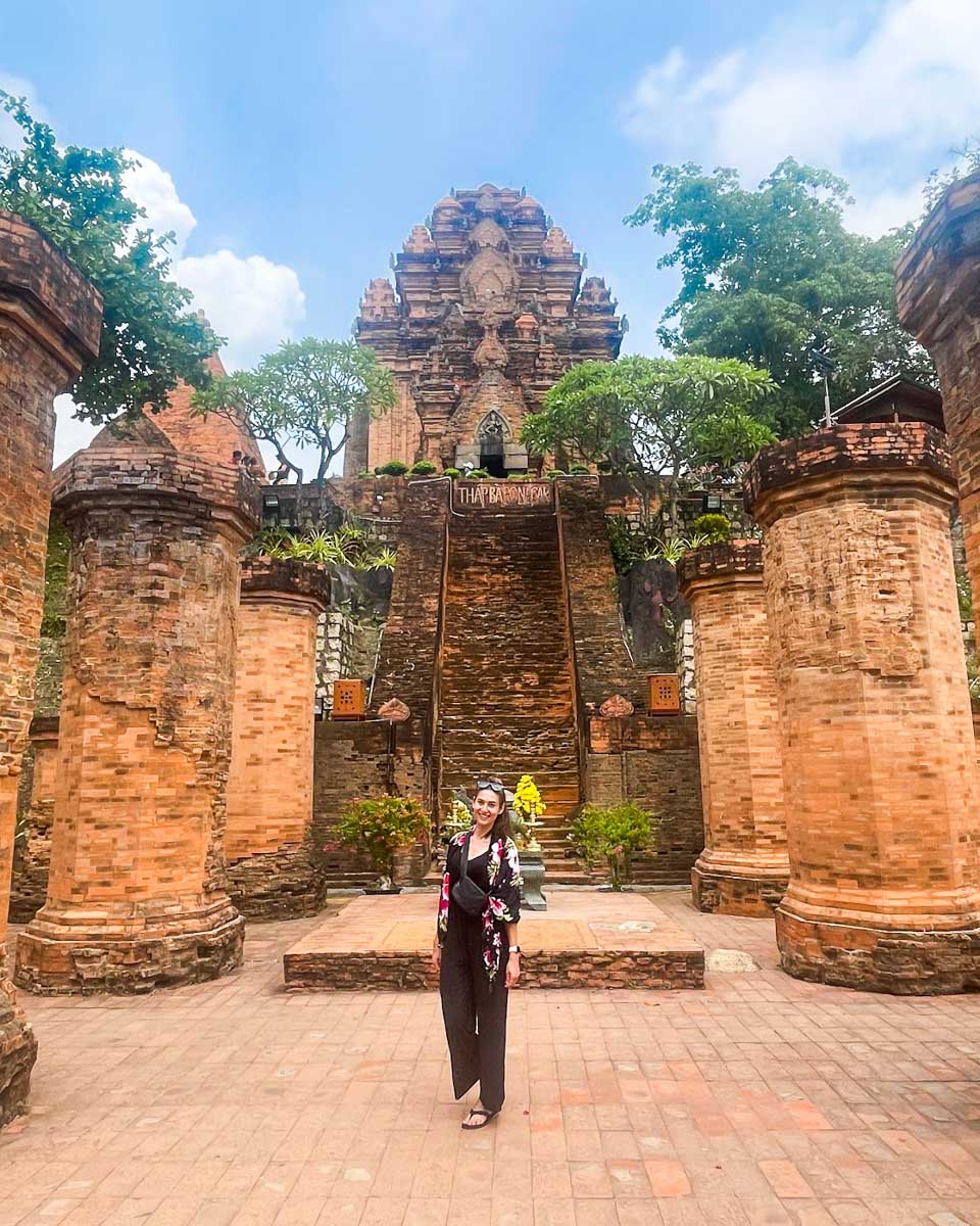 Brittni poses at the Po Nagar Cham Towers in Nha Trang Vietnam