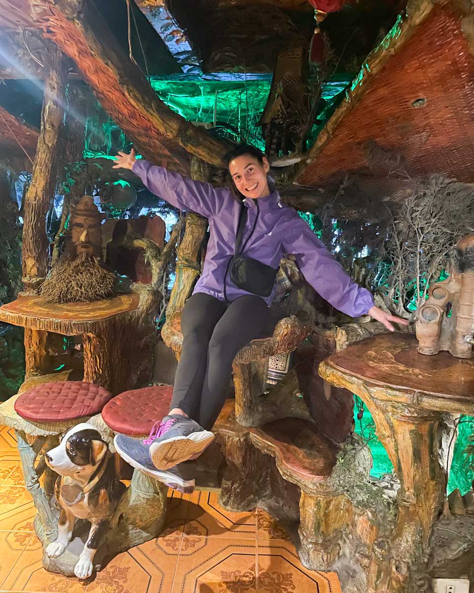 Brittni smiles exploring Maze Bar in Dalat Vietnam