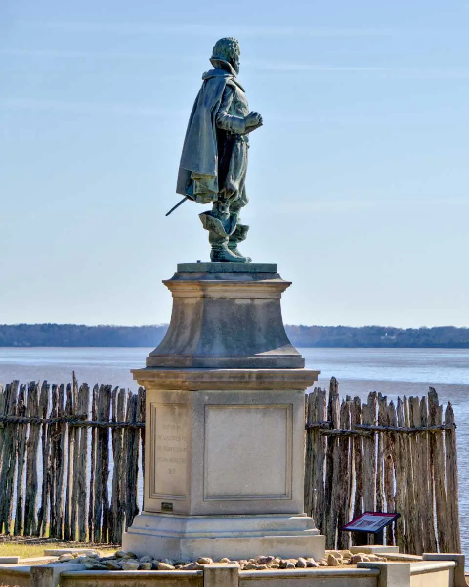 Bronze Statue of Captain John Smith in Jamestown, Virginia near Williamsburg