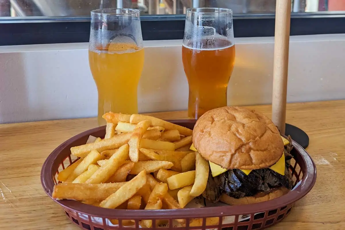 Burgers-and-beer at San Juan Brewing Company, Friday Harbor, San Juan Islands, Washington