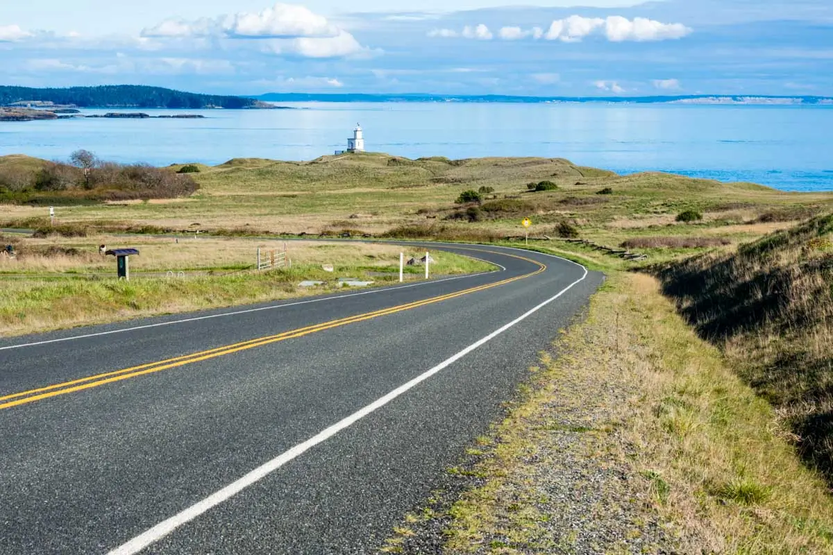 Cattle Point Lighthouse on a beautiful day in the San Juan Islands, Washington
