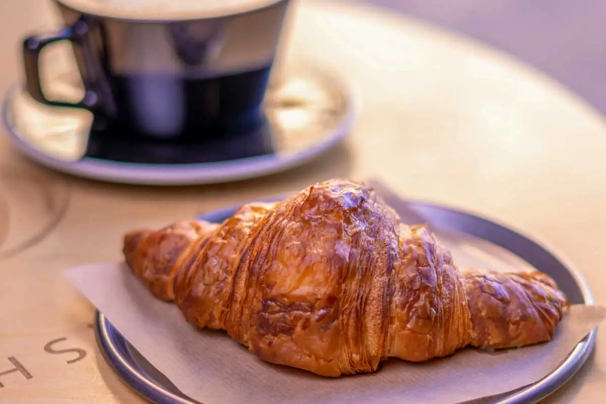 Croissant and coffee for breakfast in Providence, Rhode Island