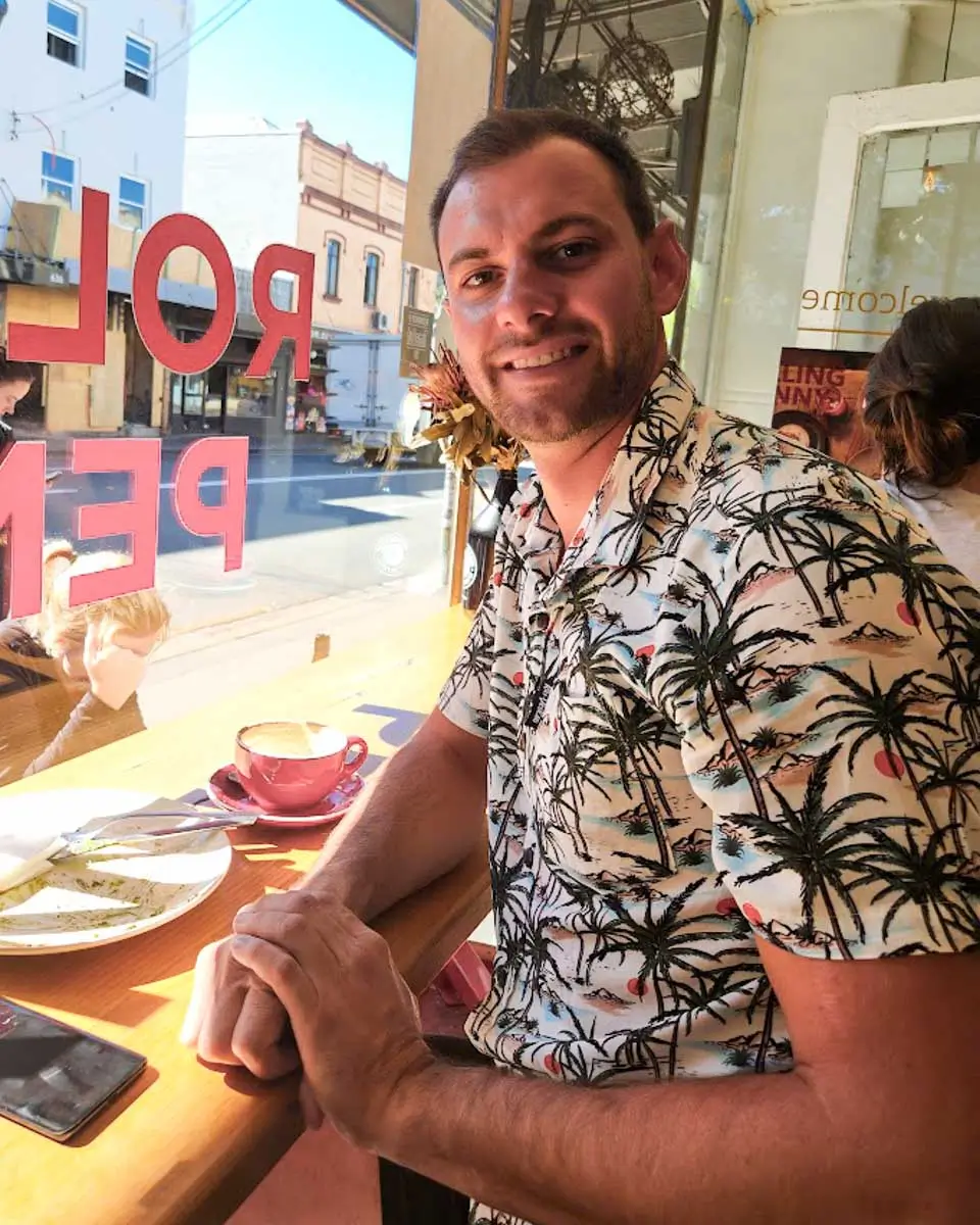 Daniel having coffee in Sydney, Australia