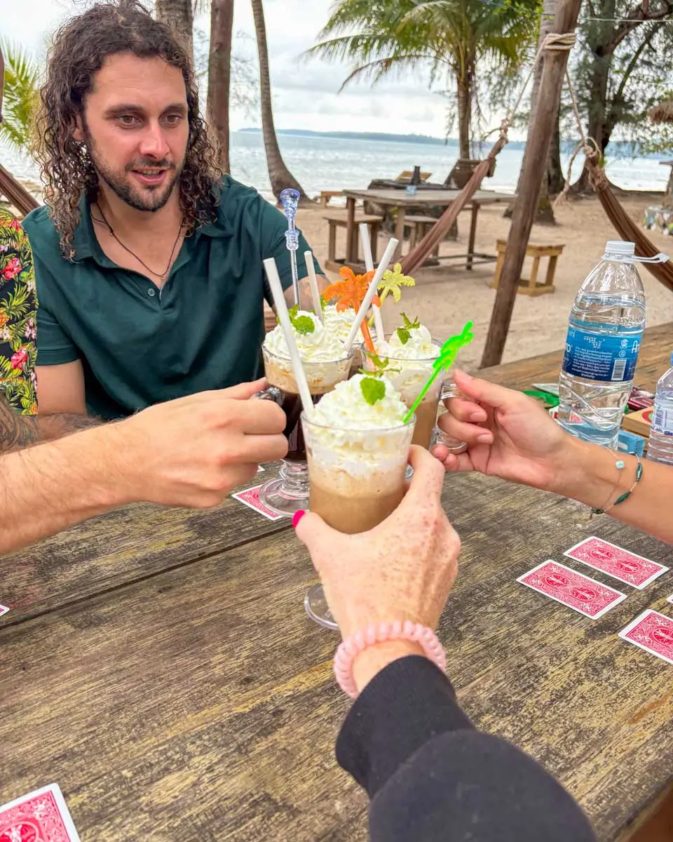 Drinking coffee on Koh Rong, Cambodia