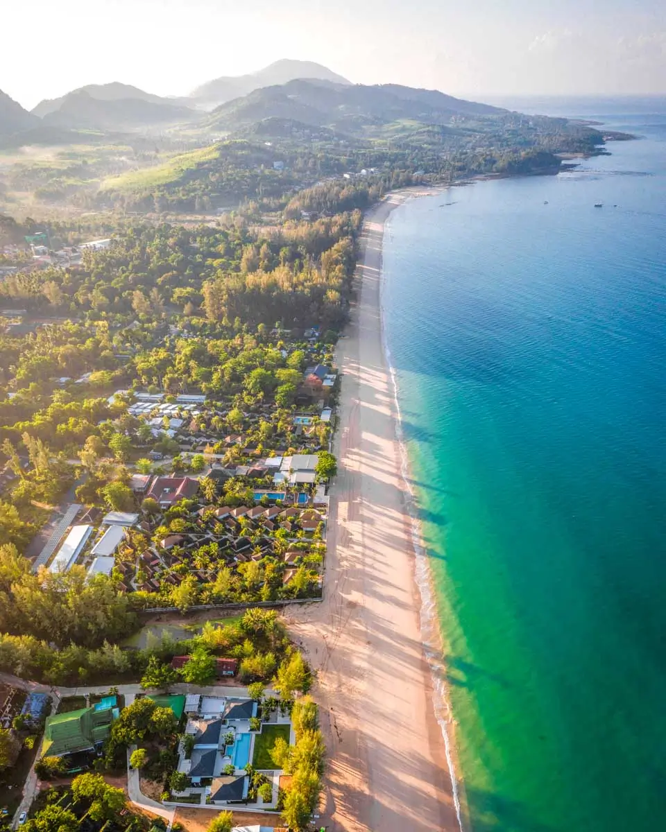 Drone shot of Long Beach in Koh Lanta, Thailand