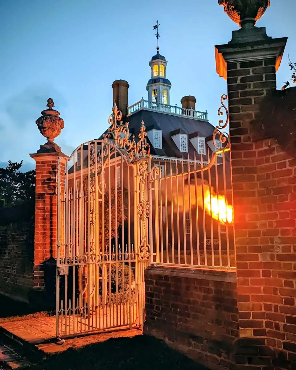 Govenor's Palace seen on a night tour in Williamsburg, Virginia