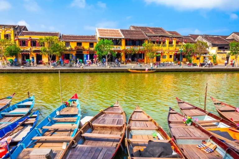 Hoi An ancient town riverfront in Vietnam