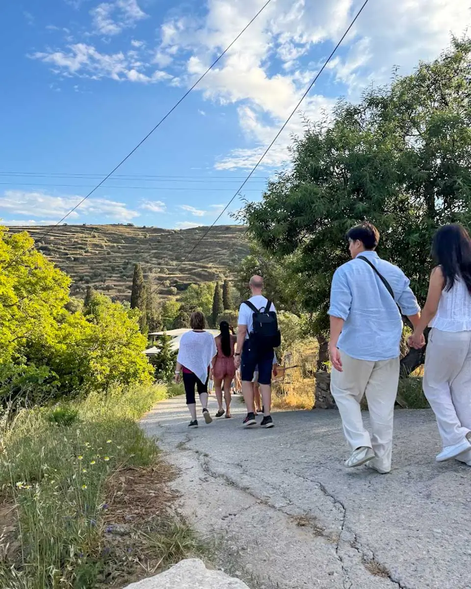 Jack showing around town as the dishes cook at Naxos Cooking class