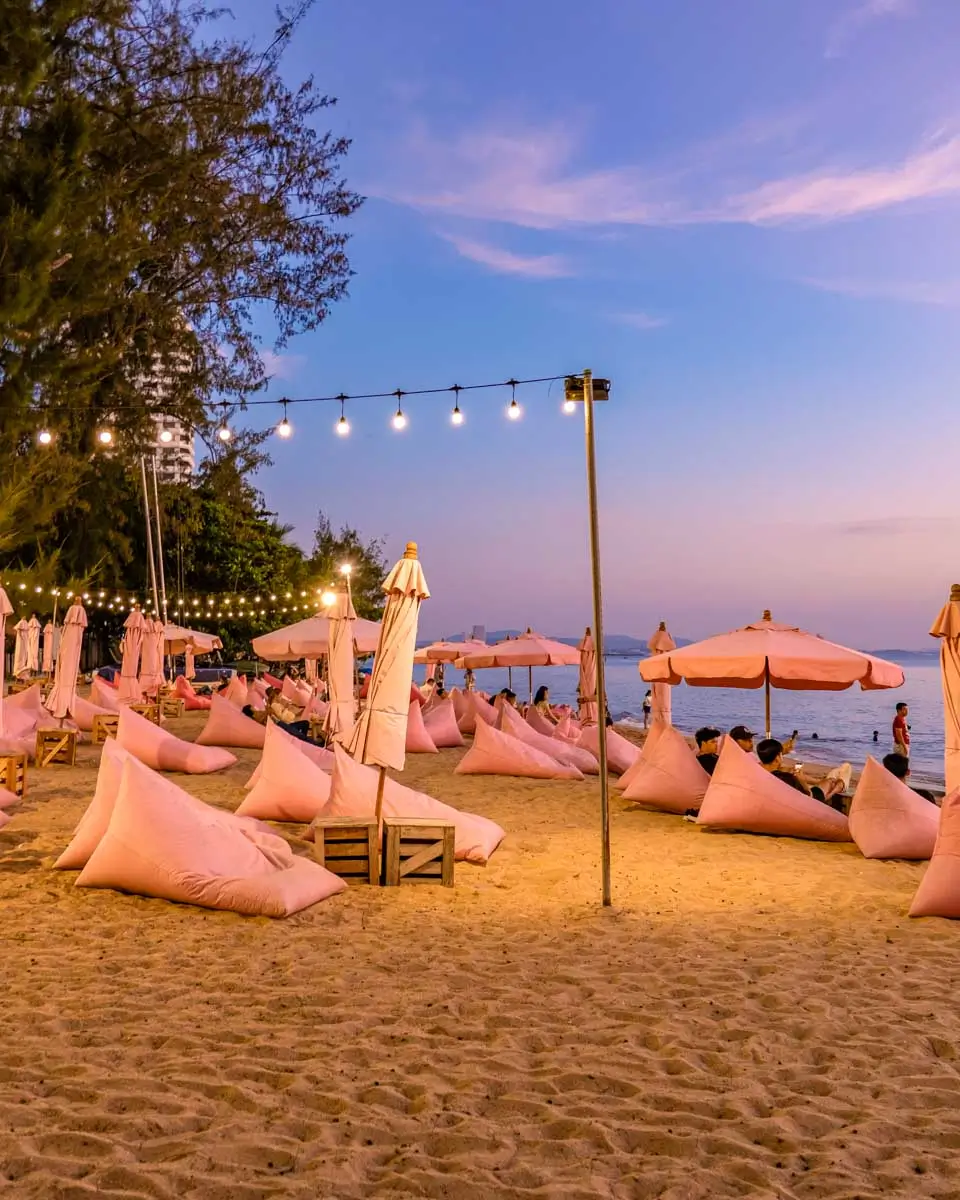 Jomtien Beach at sunset in Pattaya, Thailand