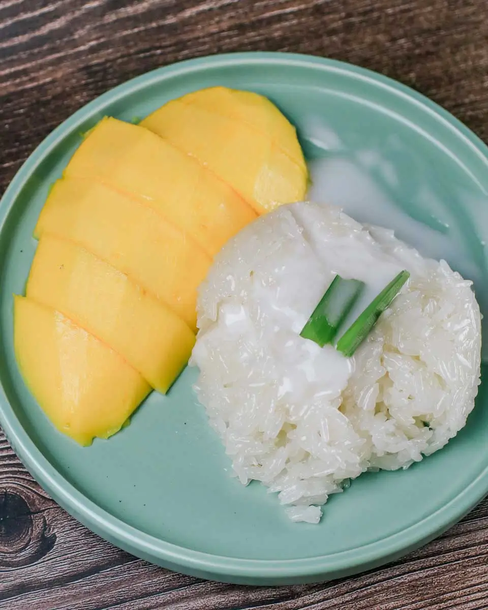 Mango sticky rice eaten on a food tour in Baltimore, Maryland 1