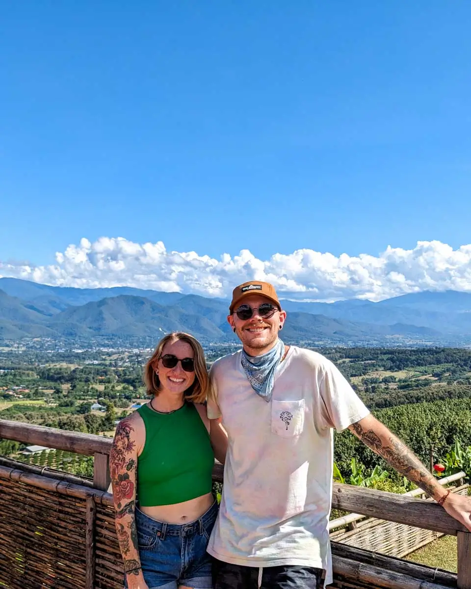 Meghan and Evan at the Pai viewpoint in Pai, Thailand