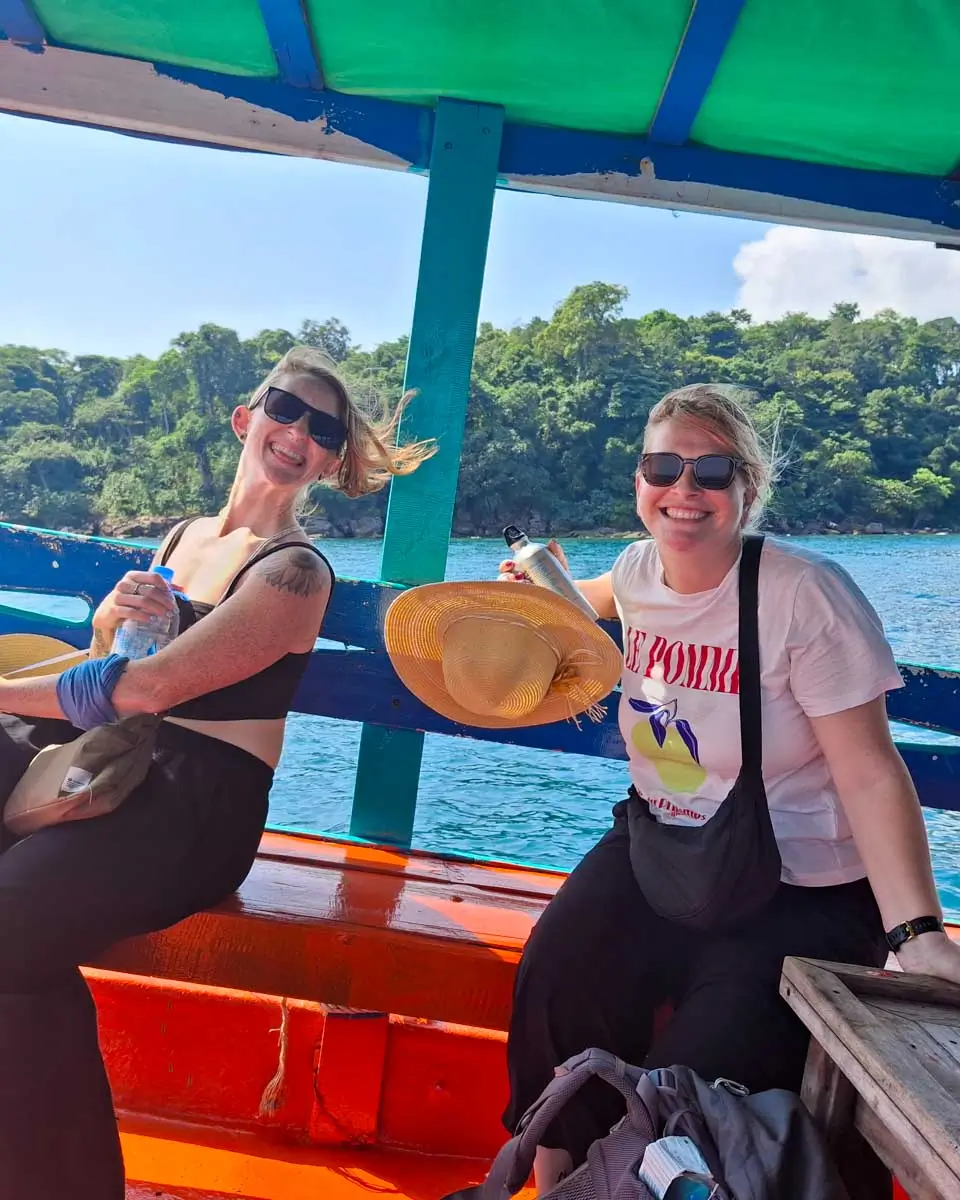 Meghan and Sarah ride on a ferry on Koh Rong, Cambodia (2)