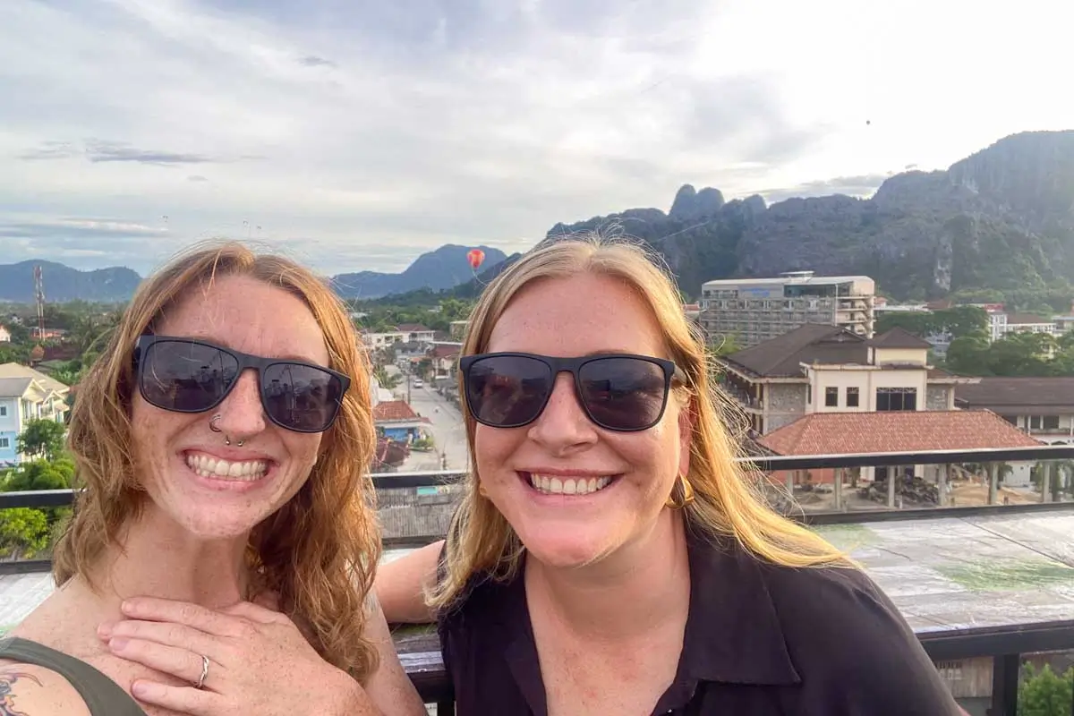 Meghan and Sarah take a selfie in Lunag Prabang, Laos