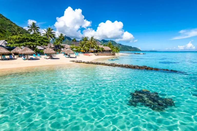 Moorea tropical beach landscape, French Polynesia