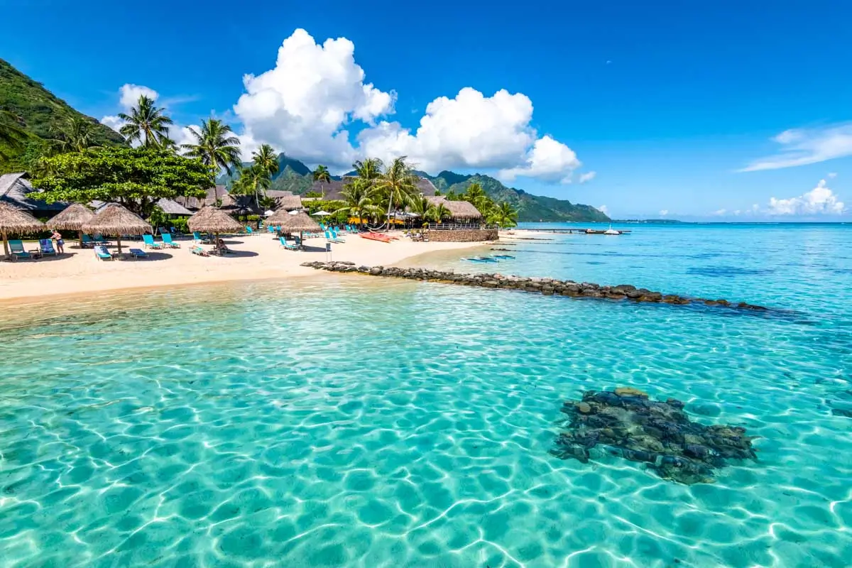 Moorea tropical beach landscape, French Polynesia