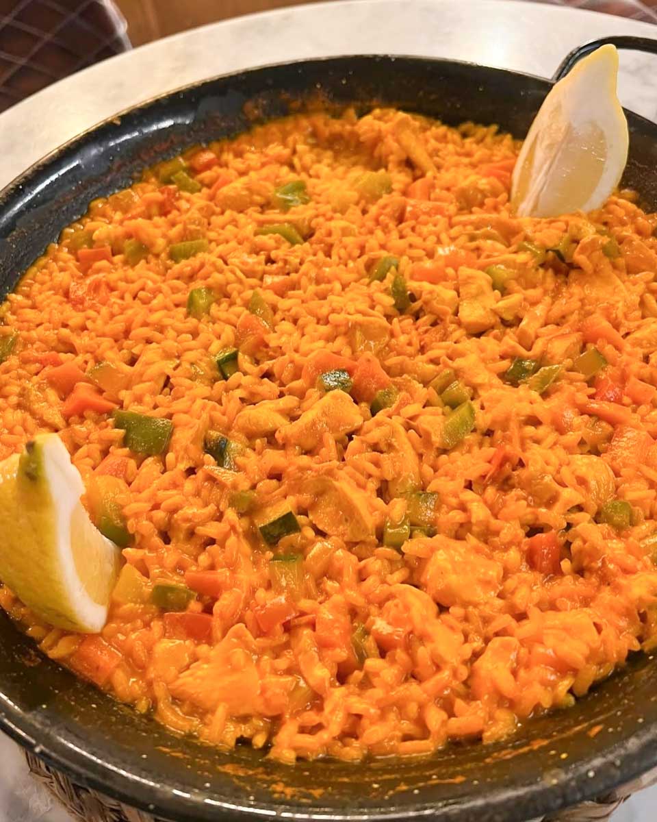 Paella eaten for lunch at Los Marangós Molina Lario in Malaga