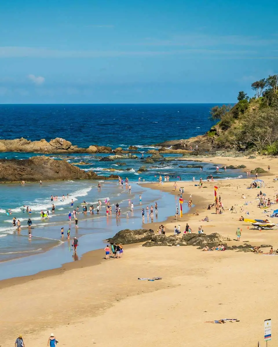 People swimming at Town beach in Port Macquarie, Australia