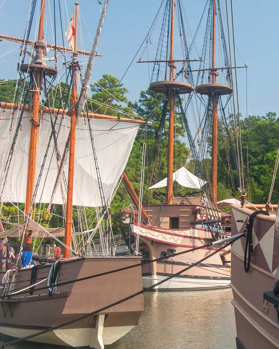 Replica ships in Jamestown near Williamsburg, Virginia