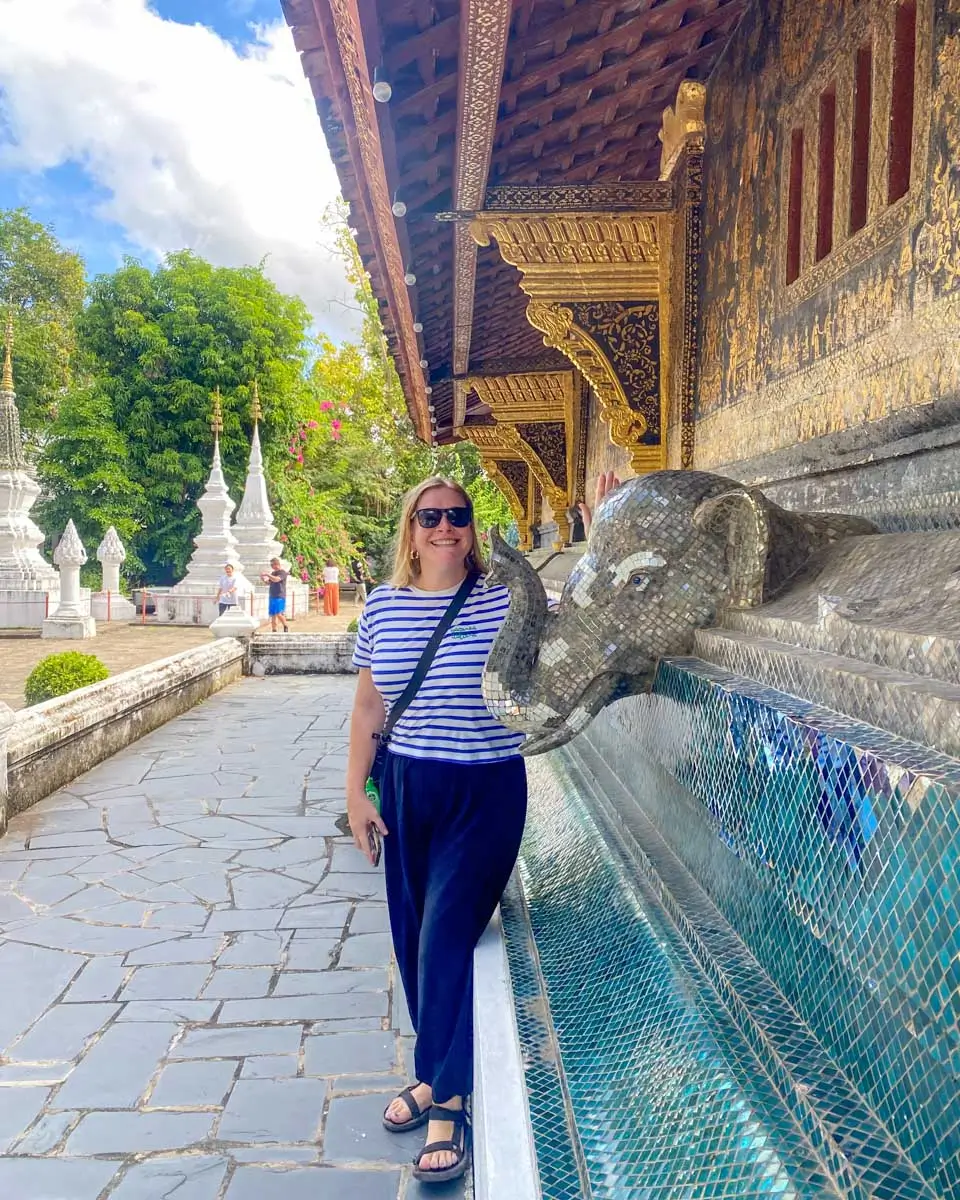 Sarah at Wat Xieng Thong in Luang Prabang, Laos