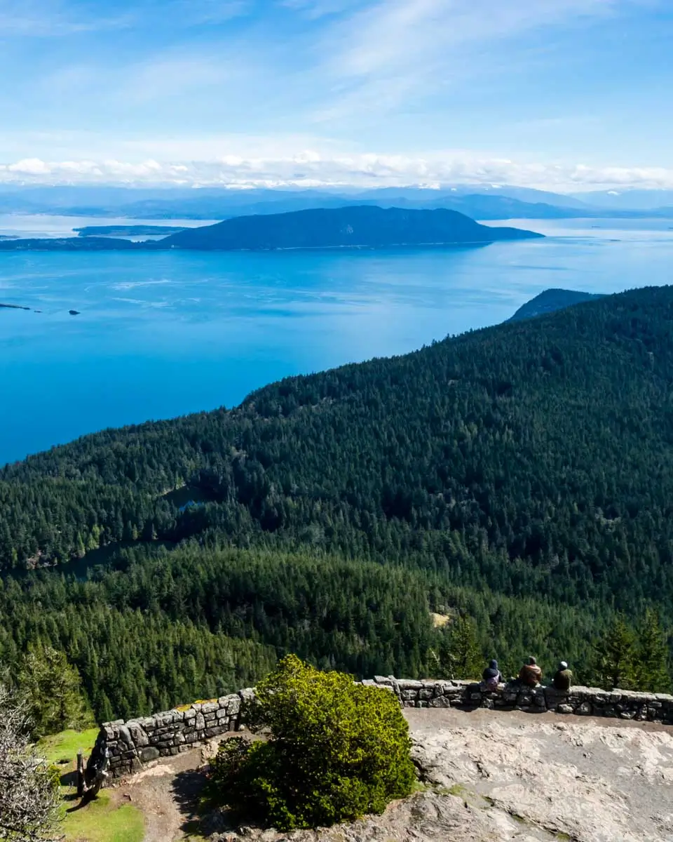 Scenic view over Rosario Strait from the watchtower at the top of Mount Constitution in Moran State Park - Orcas Island, WA, USA