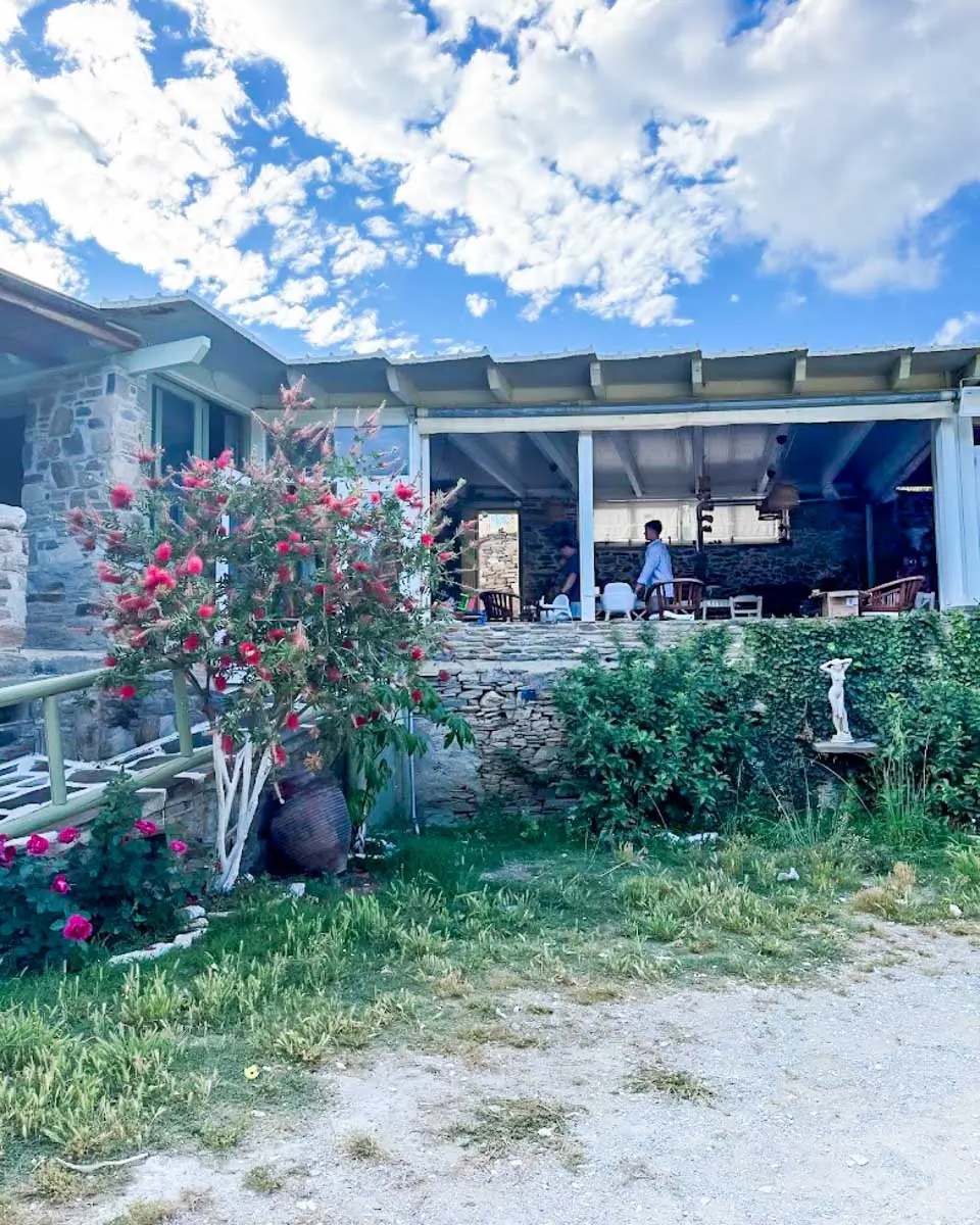 Seating area of cooking class in Naxos, Greece