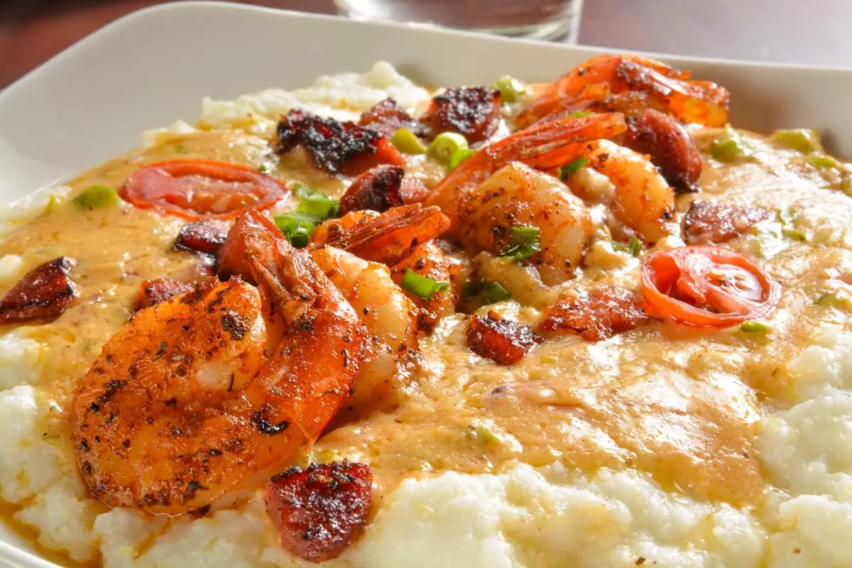 Shrimp and grits eaten in Williamsburg, Virginia